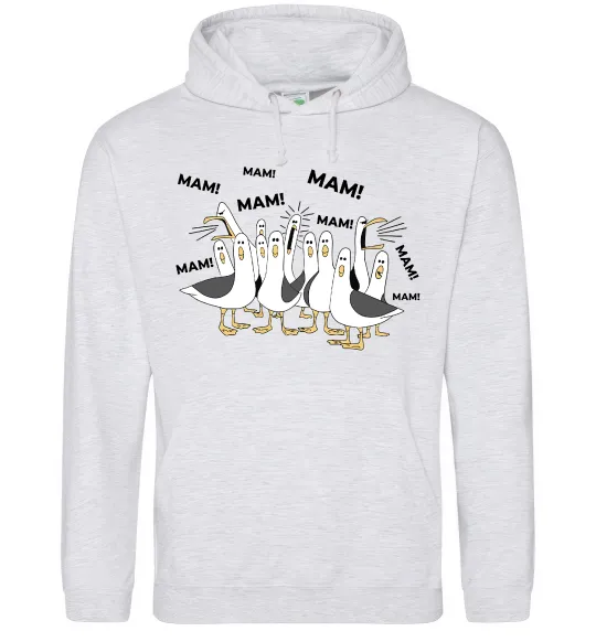 Женская толстовка (худи) Мам мам мам Серый меланж фото