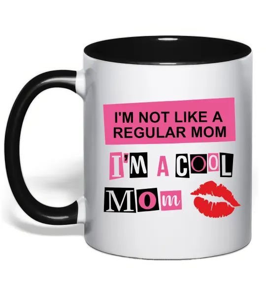 Чашка с цветной ручкой Cool mom Черный фото