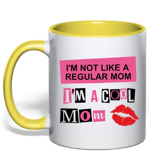Чашка с цветной ручкой Cool mom Лимонный фото