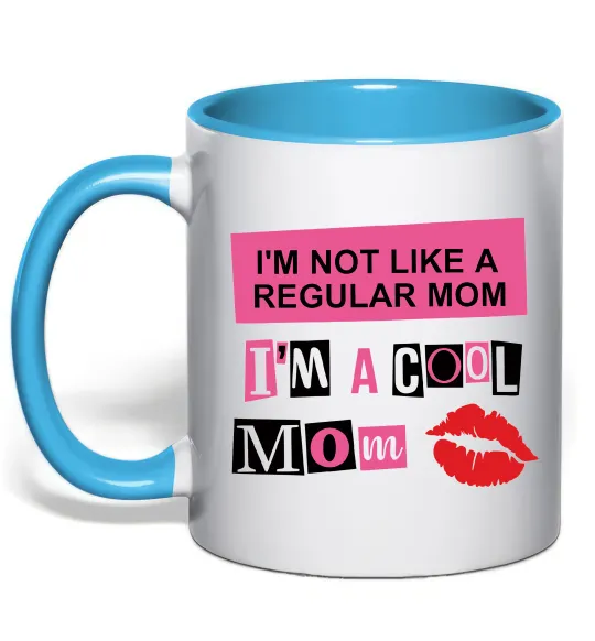 Чашка с цветной ручкой Cool mom Голубой фото