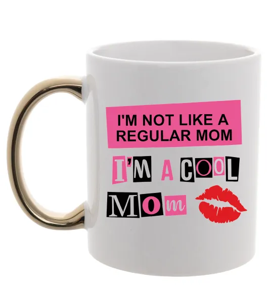 Чашка с цветной ручкой Cool mom Золото фото