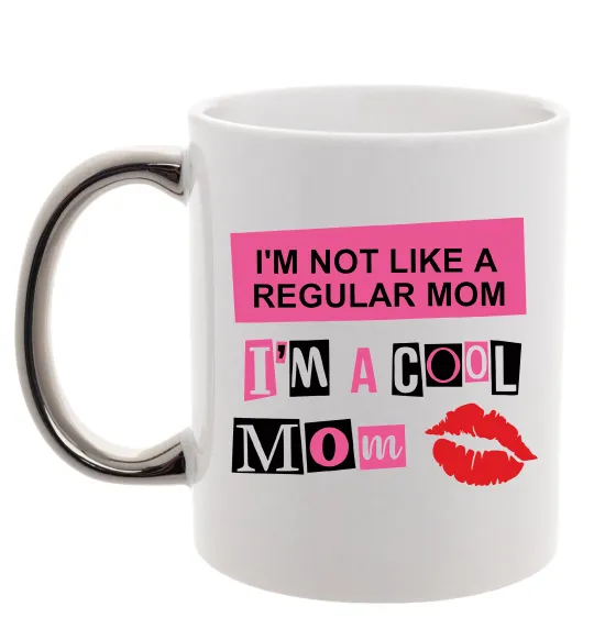 Чашка с цветной ручкой Cool mom Серебро фото