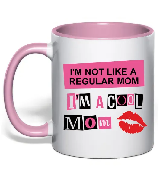 Чашка с цветной ручкой Cool mom Нежно розовый фото