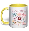 Чашка с цветной ручкой I am mom Лимонный фото