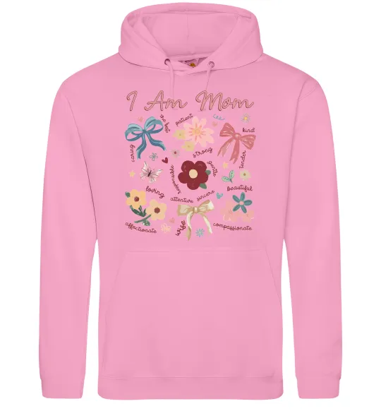 Женская толстовка (худи) I am mom Розовый фото