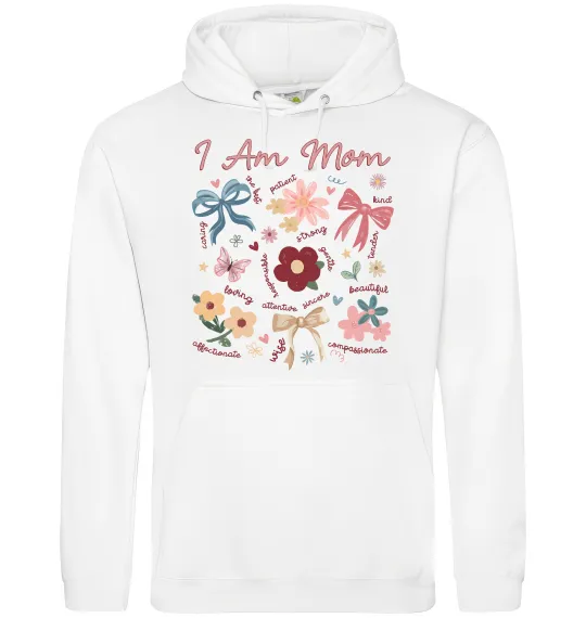 Женская толстовка (худи) I am mom Белый фото