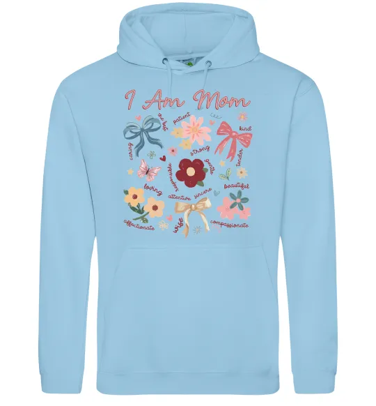 Женская толстовка (худи) I am mom Голубой фото