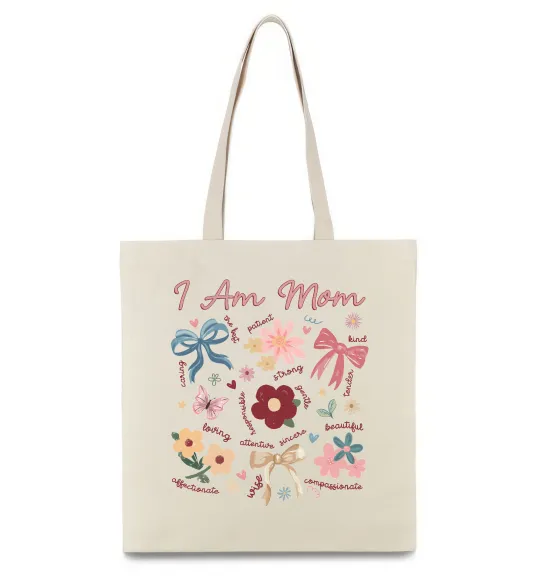 Эко-сумка I am mom Бежевый фото