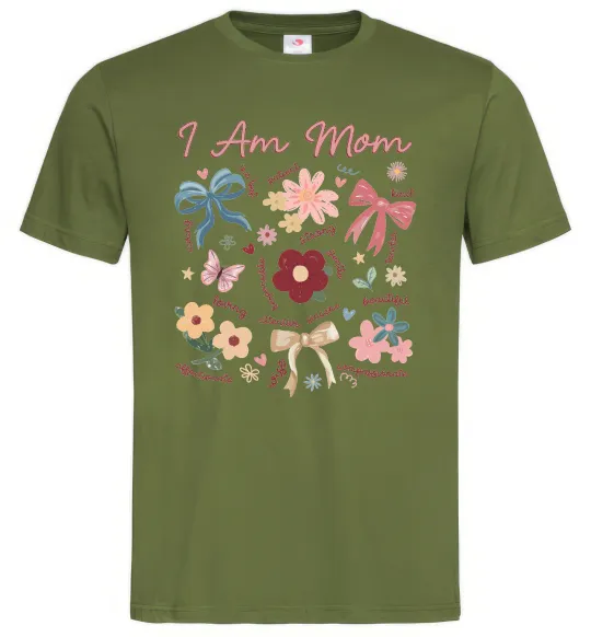 Мужская футболка I am mom Оливковый фото