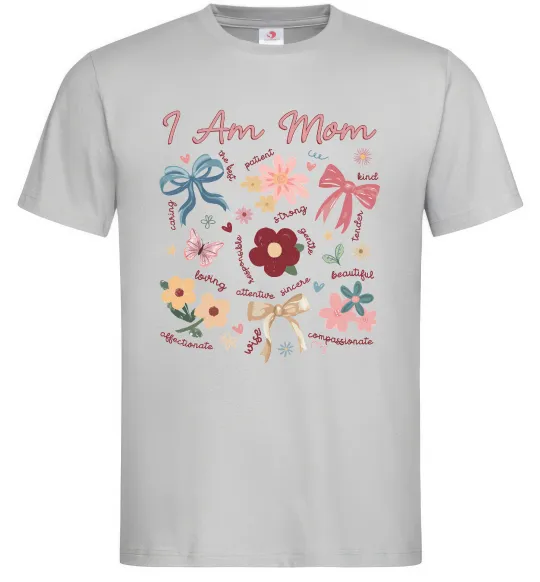 Мужская футболка I am mom Серый фото