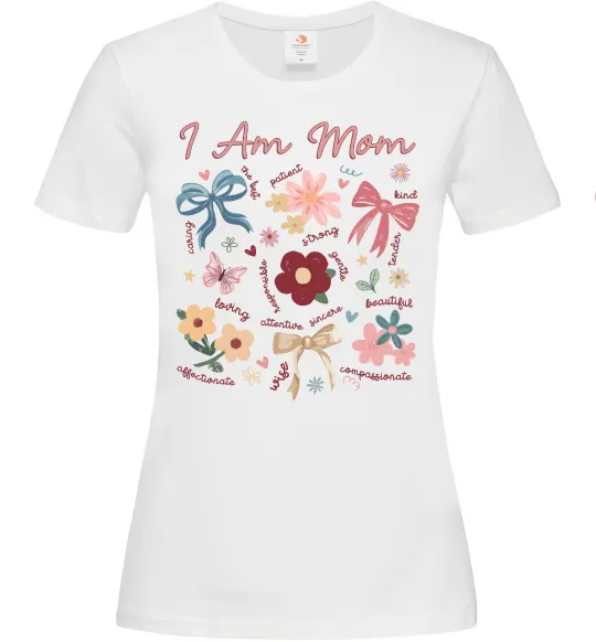 Женская футболка I am mom Белый фото