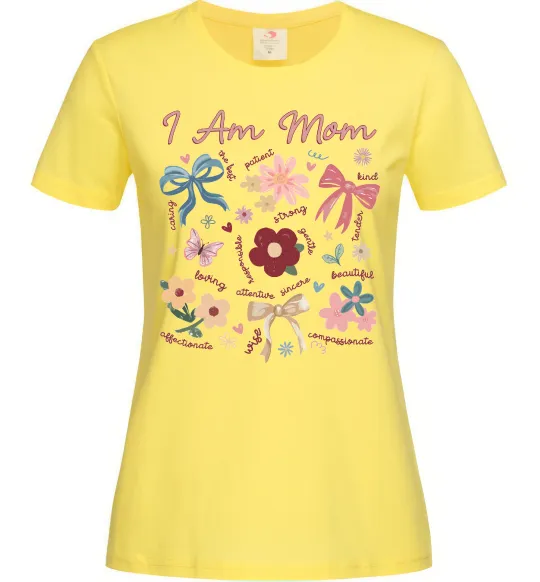 Женская футболка I am mom Лимонный фото