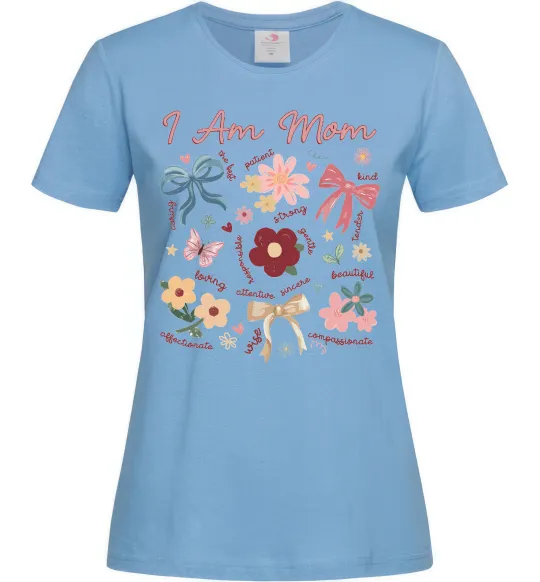 Женская футболка I am mom Голубой фото