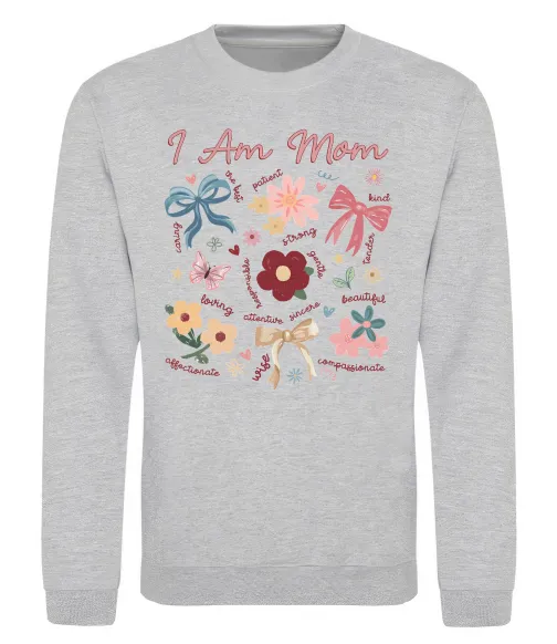 Свитшот I am mom Серый меланж фото