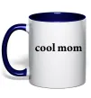Чашка с цветной ручкой Cool mom ВИШИВКА Глубокий темно-синий фото