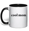 Чашка с цветной ручкой Cool mom ВИШИВКА Черный фото