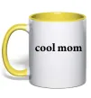 Чашка с цветной ручкой Cool mom ВИШИВКА Лимонный фото
