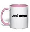 Чашка с цветной ручкой Cool mom ВИШИВКА Нежно розовый фото