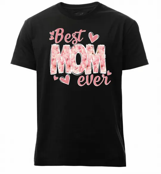 Мужская премиум футболка Best mom ever flowers Черный фото