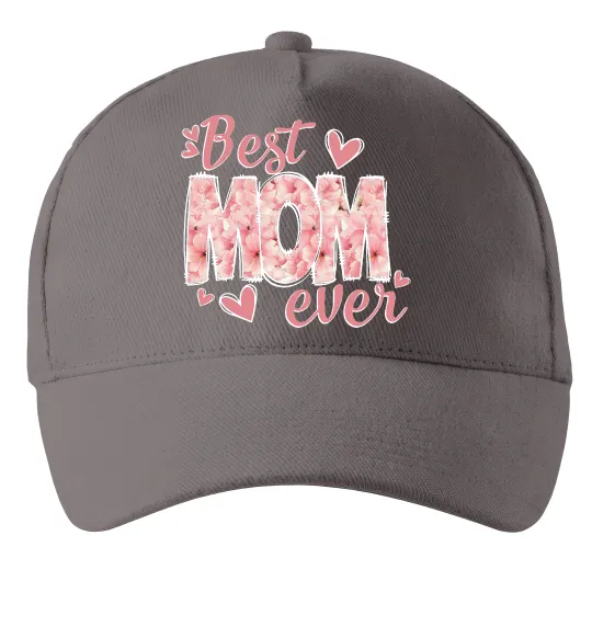 Кепка Best mom ever flowers Серый фото