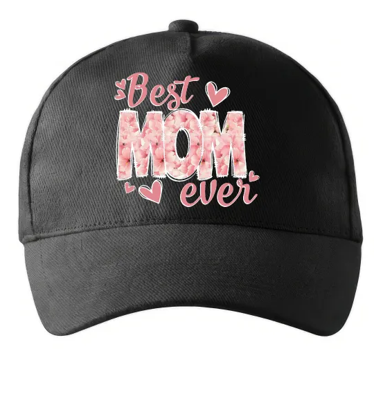Кепка Best mom ever flowers Черный фото