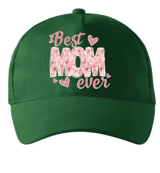 Кепка Best mom ever flowers Темно-зеленый фото