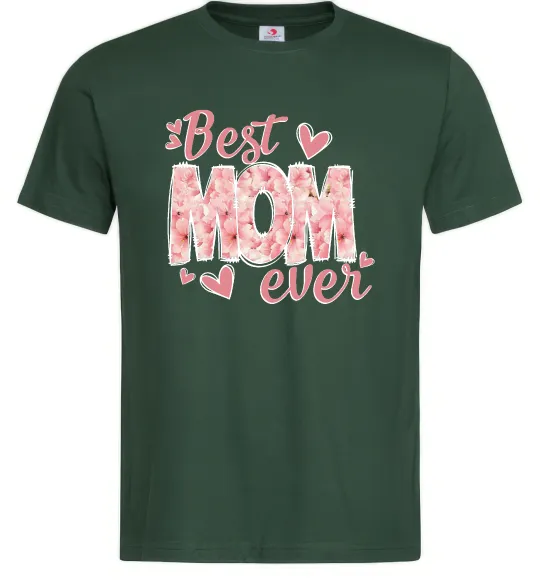 Мужская футболка Best mom ever flowers Темно-зеленый фото