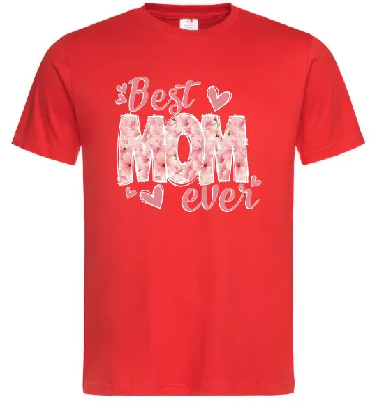 Мужская футболка Best mom ever flowers Красный фото