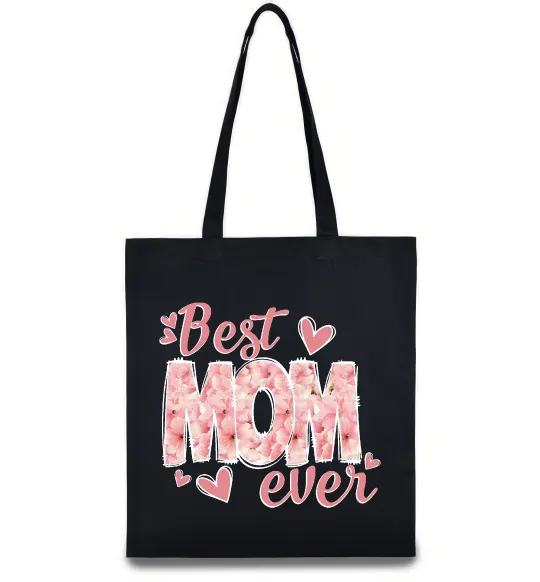 Эко-сумка Best mom ever flowers Черный фото