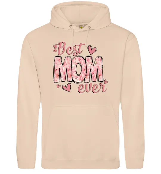 Мужская толстовка (худи) Best mom ever flowers Песочный фото