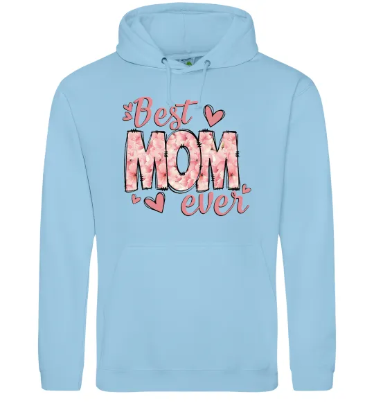 Мужская толстовка (худи) Best mom ever flowers Голубой фото