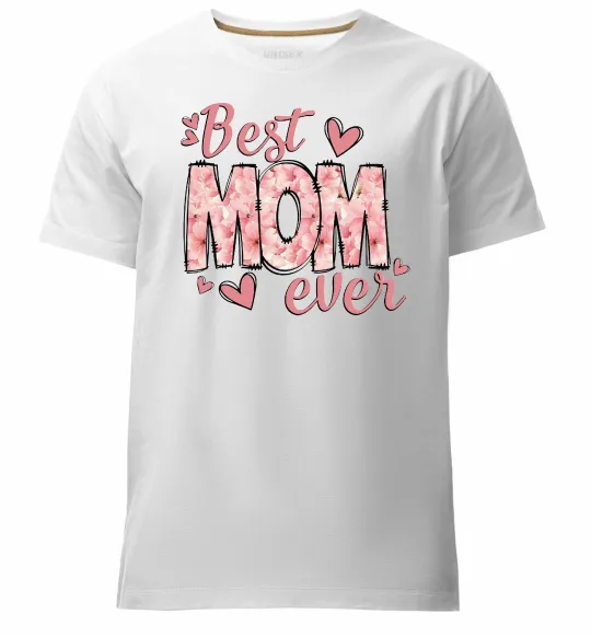 Мужская премиум футболка Best mom ever flowers Белый фото