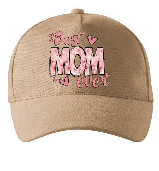 Кепка Best mom ever flowers Песочный фото