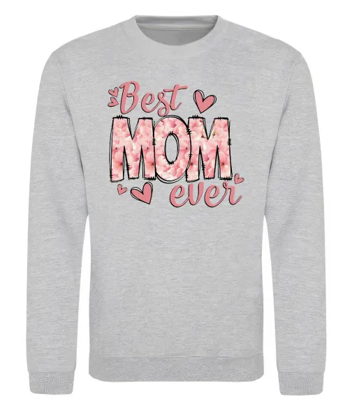 Свитшот Best mom ever flowers Серый меланж фото