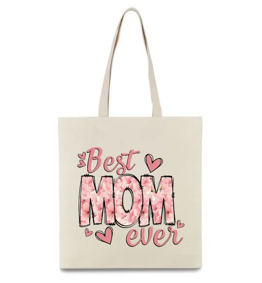 Эко-сумка Best mom ever flowers Бежевый фото
