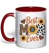 Чашка с цветной ручкой Best mom sunflowers Красный фото