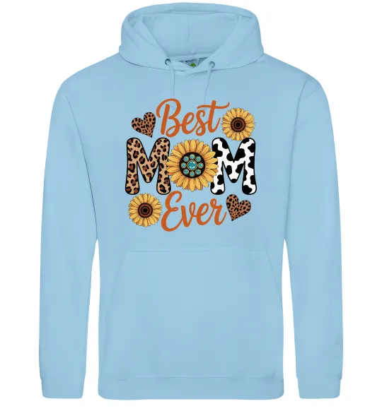 Женская толстовка (худи) Best mom sunflowers Голубой фото
