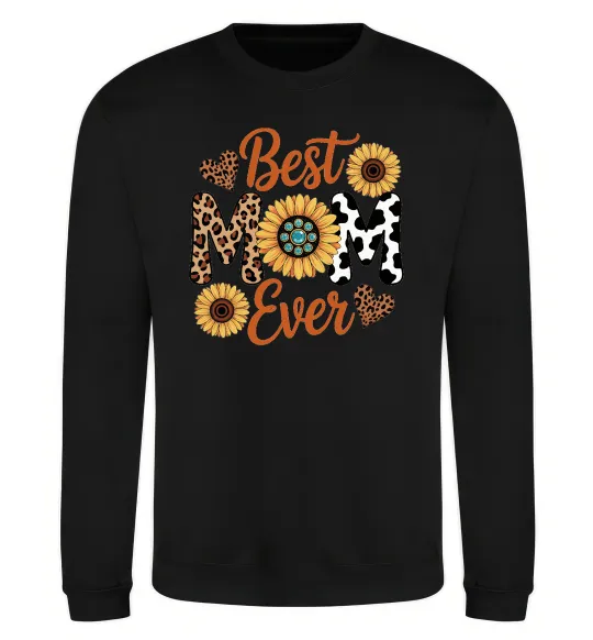 Свитшот Best mom sunflowers Черный фото
