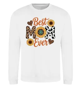 Свитшот Best mom sunflowers Белый фото