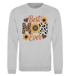 Свитшот Best mom sunflowers Серый меланж фото