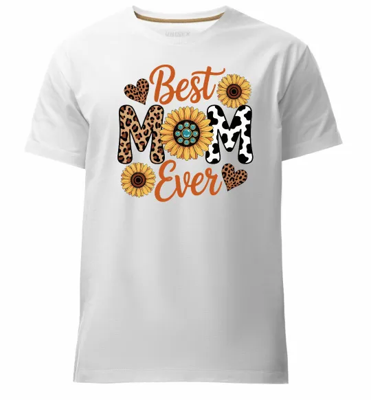 Мужская премиум футболка Best mom sunflowers Белый фото