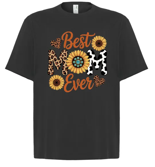 Футболка Оверсайз Best mom sunflowers Черный фото