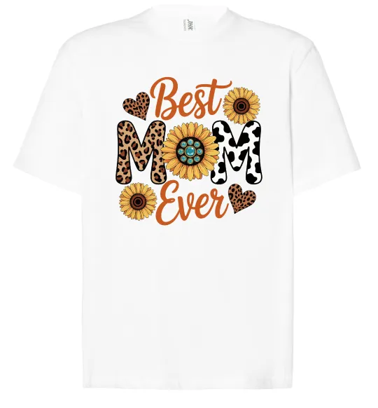 Футболка Оверсайз Best mom sunflowers Белый фото