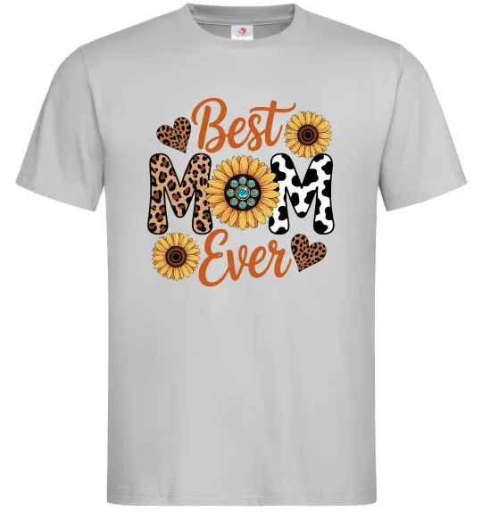 Мужская футболка Best mom sunflowers Серый фото