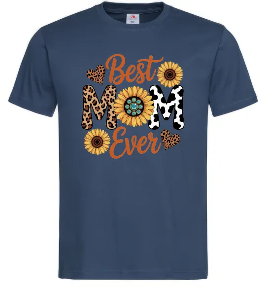 Мужская футболка Best mom sunflowers Темно-синий фото