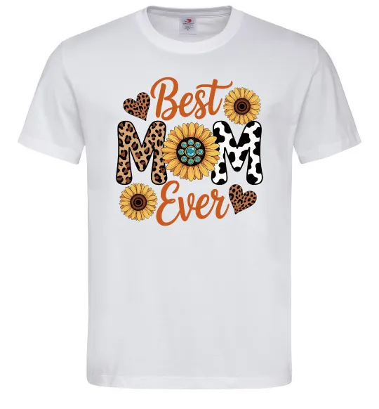 Мужская футболка Best mom sunflowers Белый фото