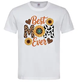 Мужская футболка Best mom ever flowers Белый фото