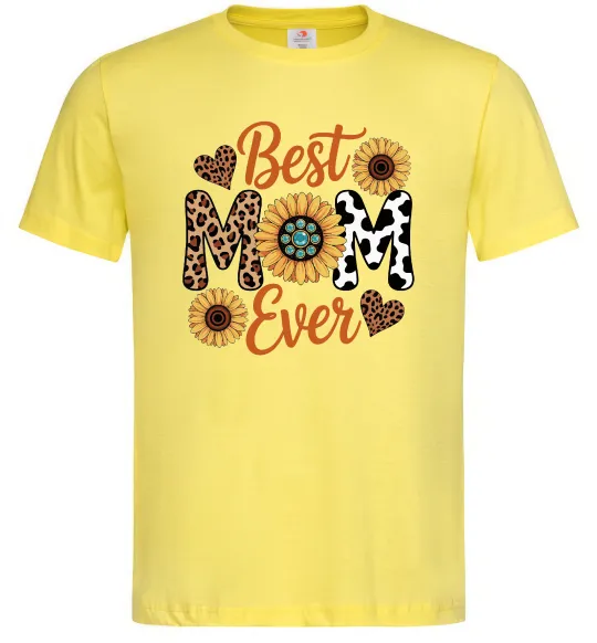 Мужская футболка Best mom sunflowers Лимонный фото