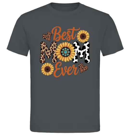 Мужская футболка Best mom sunflowers Графит фото