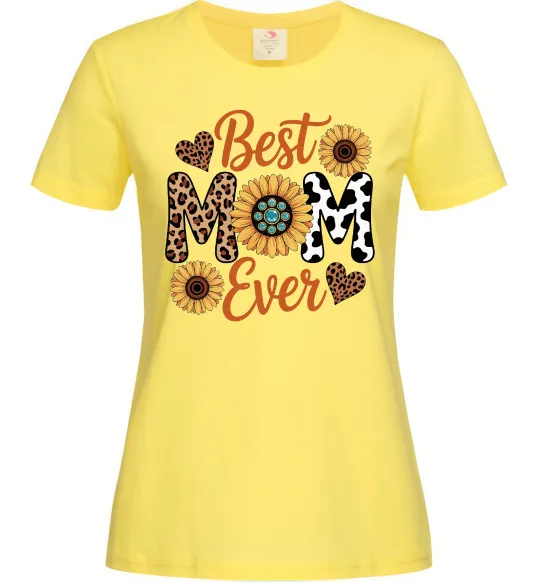Женская футболка Best mom sunflowers Лимонный фото